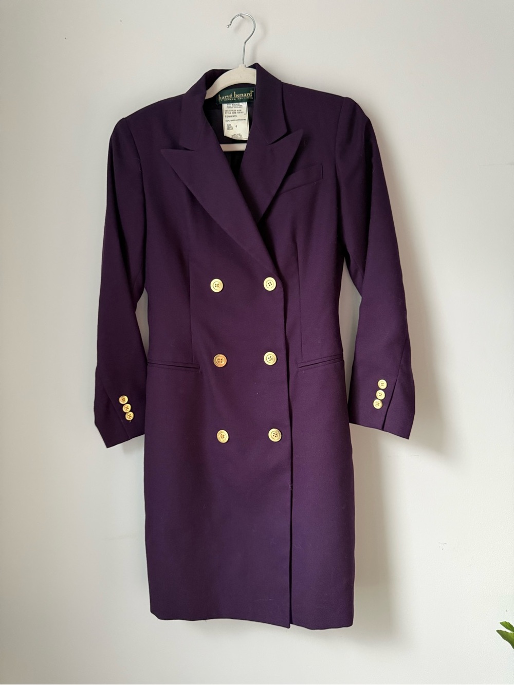 Harve Benard Purple Double-Breasted Blazer Dress with Gold Buttons